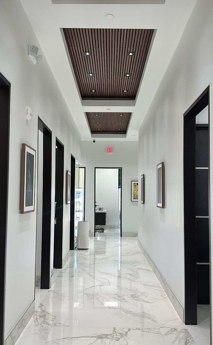 Premium finished hallway with decorative ceiling and polished flooring