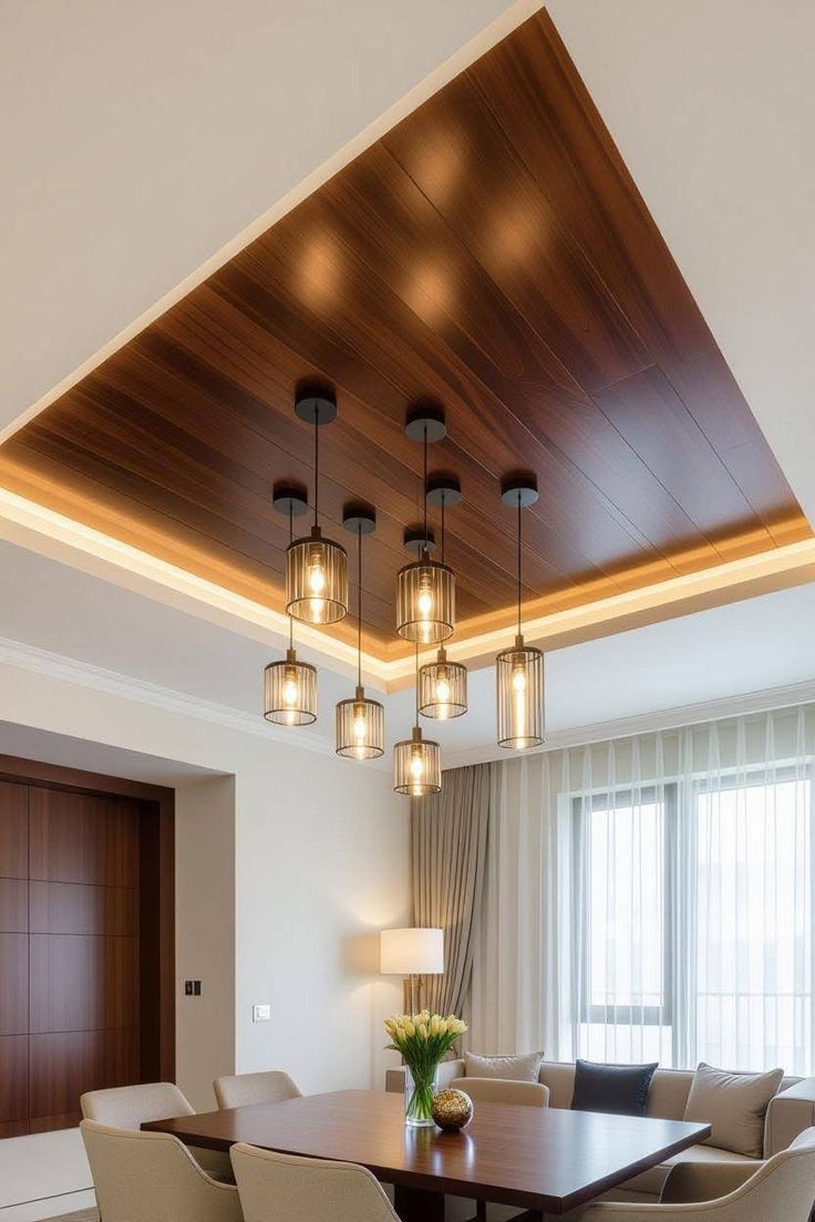Premium wooden ceiling system in a modern interior